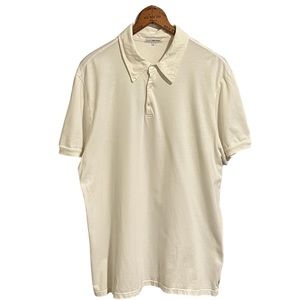 James Perse Mens White Cotton Jersey Size 3  Collared Polo
